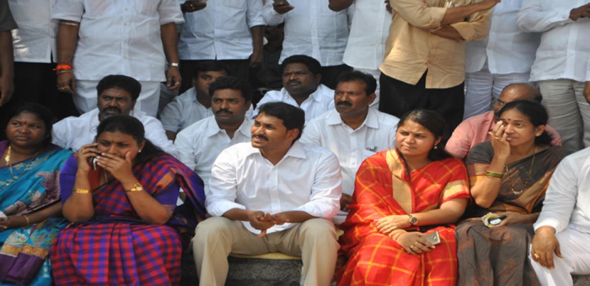 YSRCP stages protest after Roja denied entry into Assembly