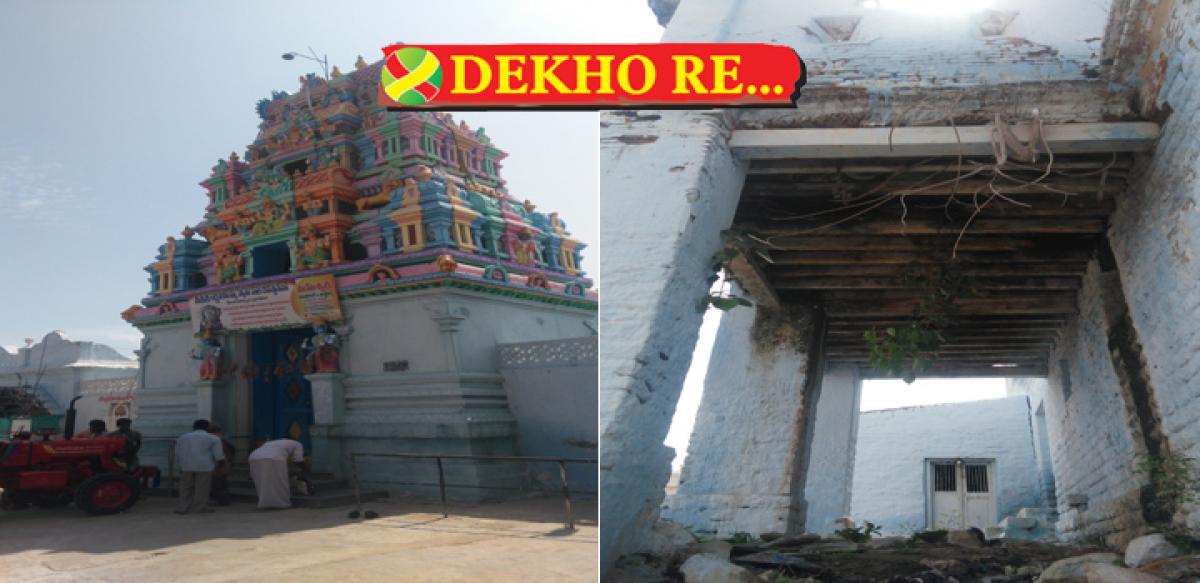 Part of Singotam temple on verge of collapse