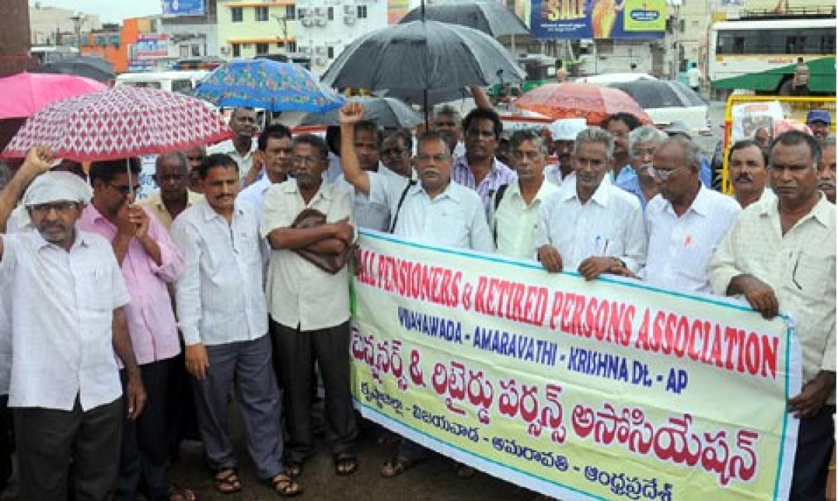 RTC retired employees stage dharna