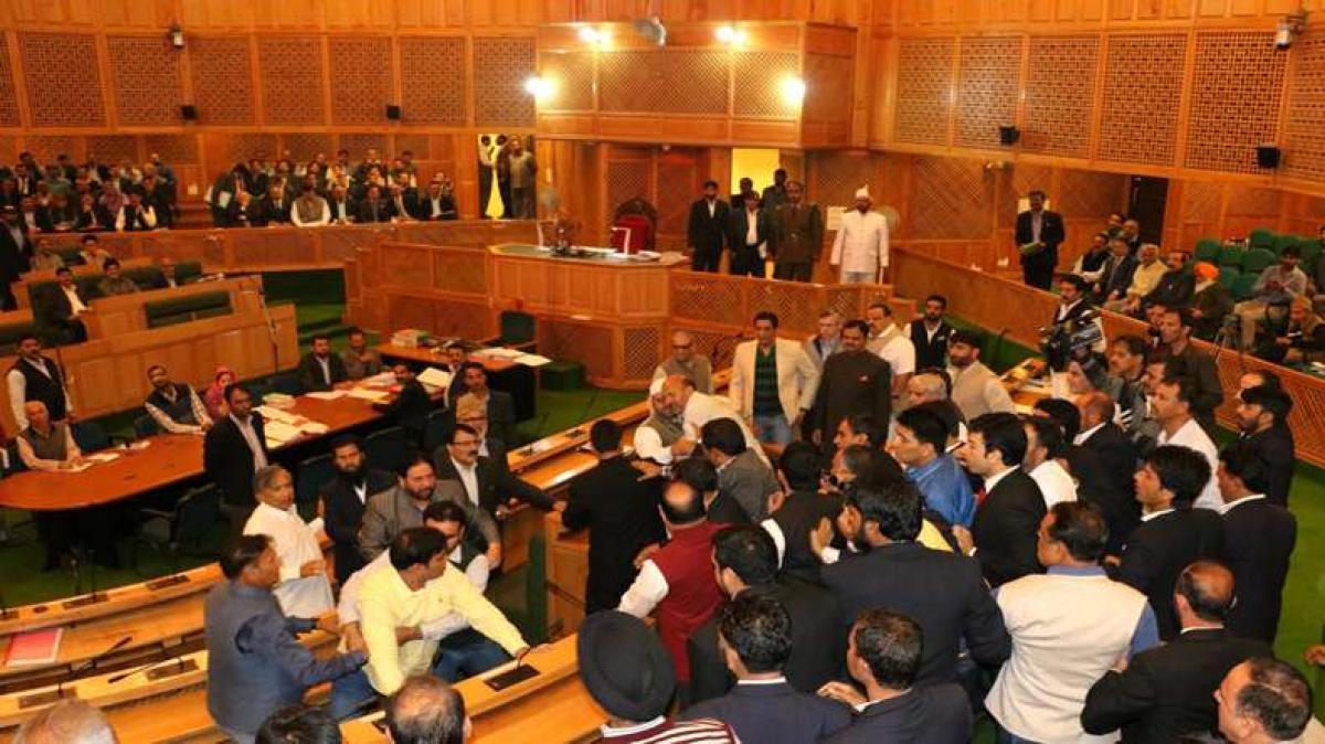 NC,Congress walk out J-K Assembly on flood rehabilitation