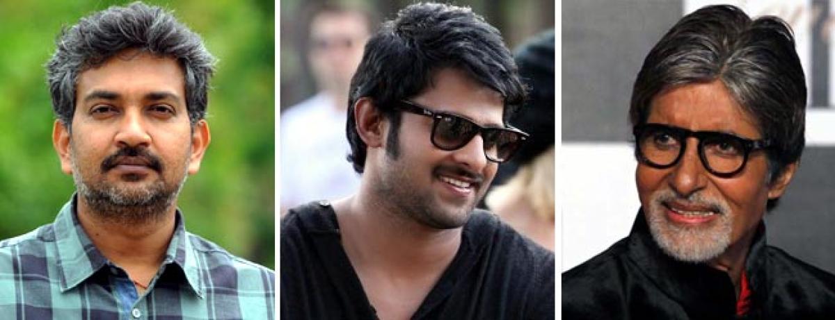 Prabhas happy to see his favourite people Big B and Rajamouli in one frame