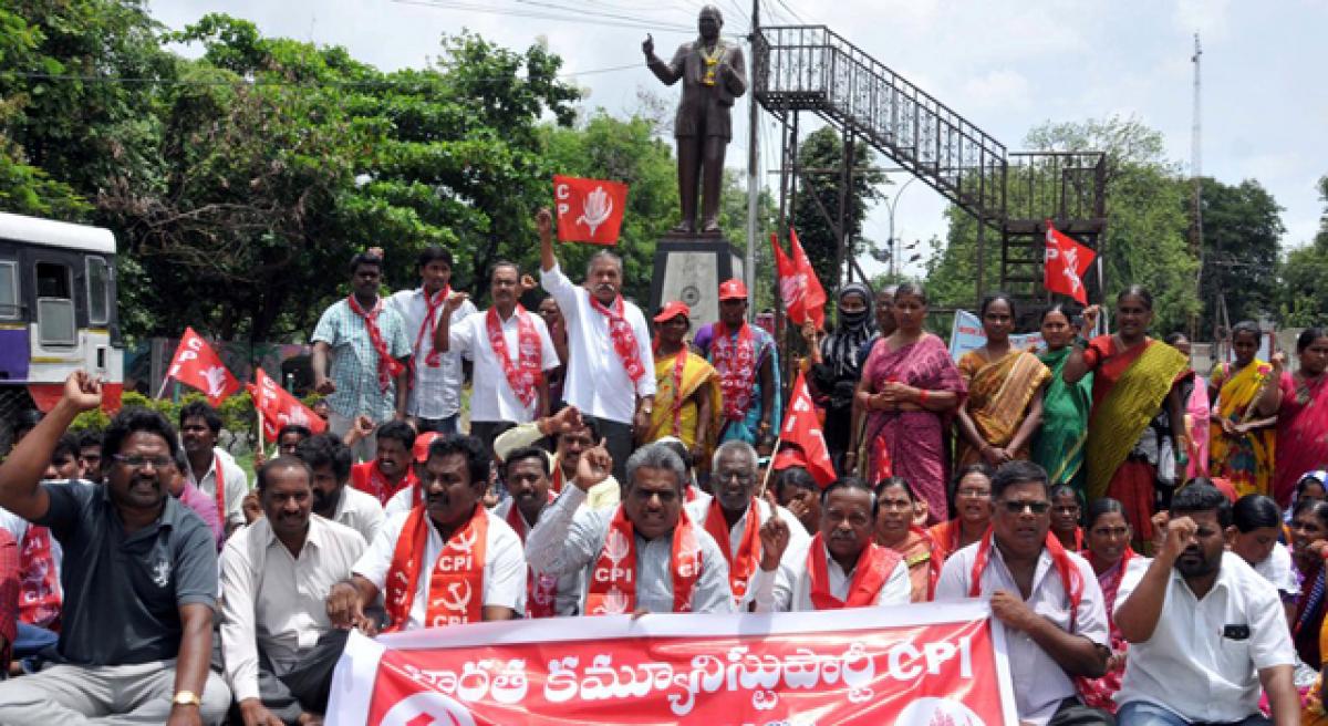 CPI stages dharnas across district.