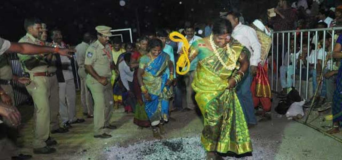 Cheruvugattu Brahmotsavams: Devotees walk on embers