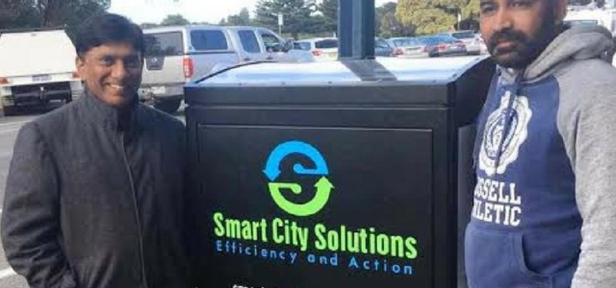 TRS MP Vinod Kumar inspects smart bins in Australia