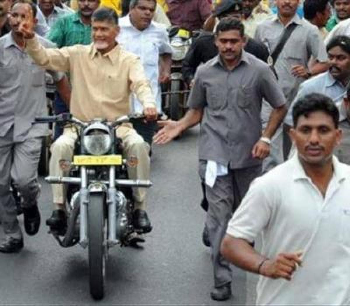 Why was AP CM Chandrababu riding a bullet bike?