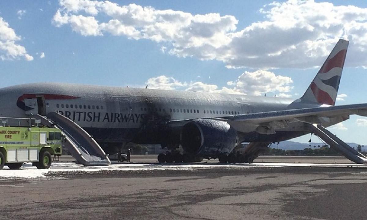 British Airways flight evacuated after it catches fire in Las Vegas