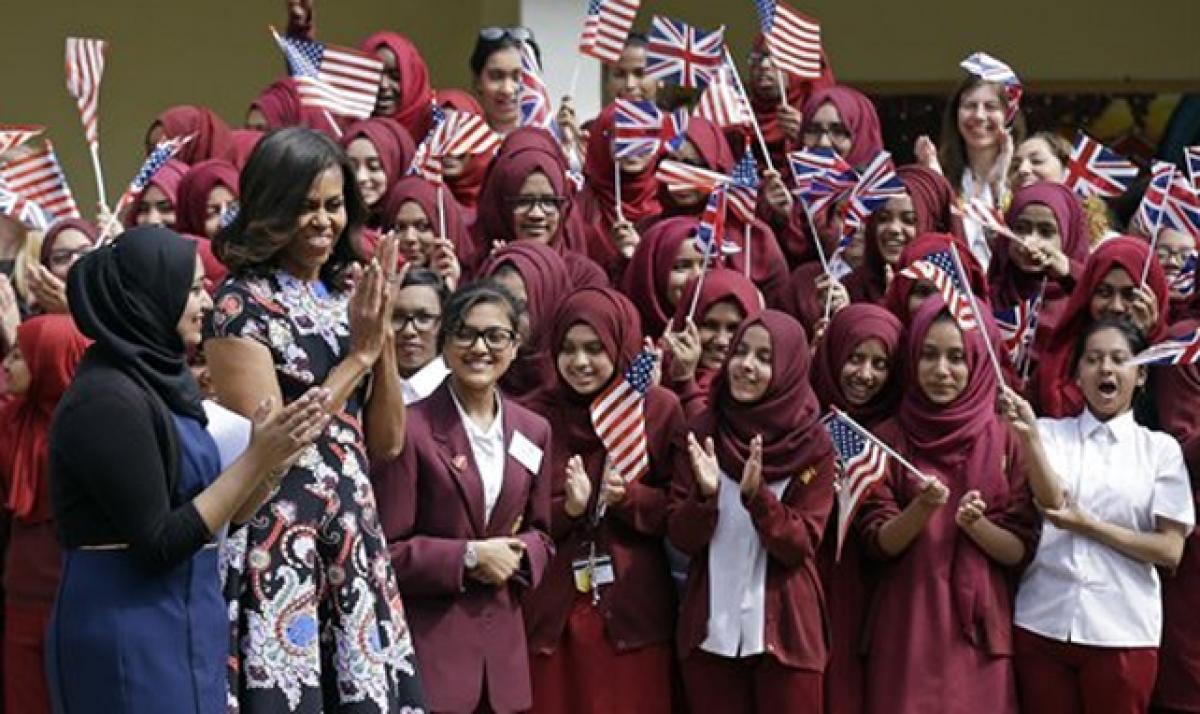 Michelle Obamas emotional speech moves schoolgirls in London