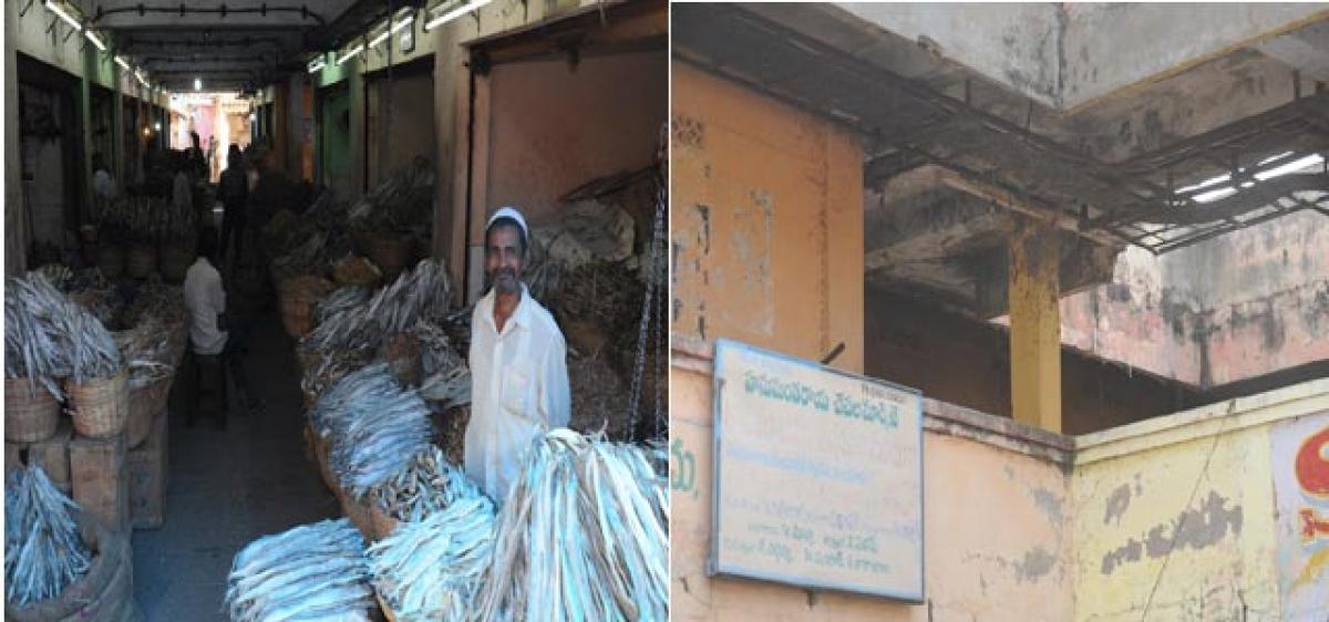 Kothapet fish market in a dilapidated condition