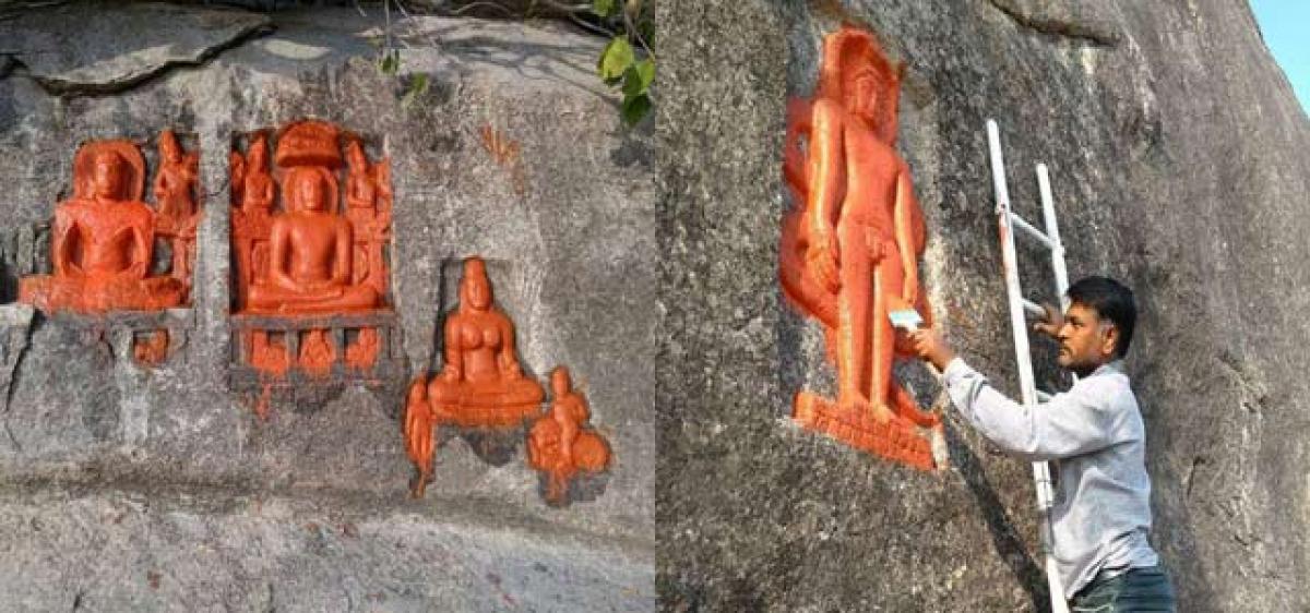 Sculptures of Jain Tirthankaras found near Jangaon