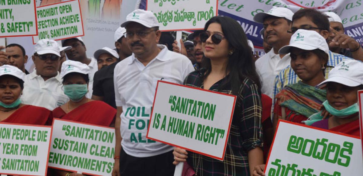 Charmme Kaur walks for hygiene