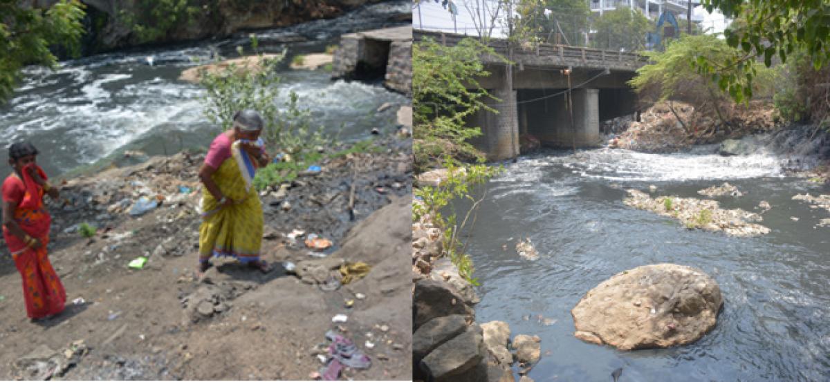 Danger flows at Hussainsagar nala