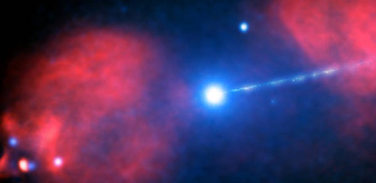 Chandra observatory spots spectacular jet in faraway galaxy