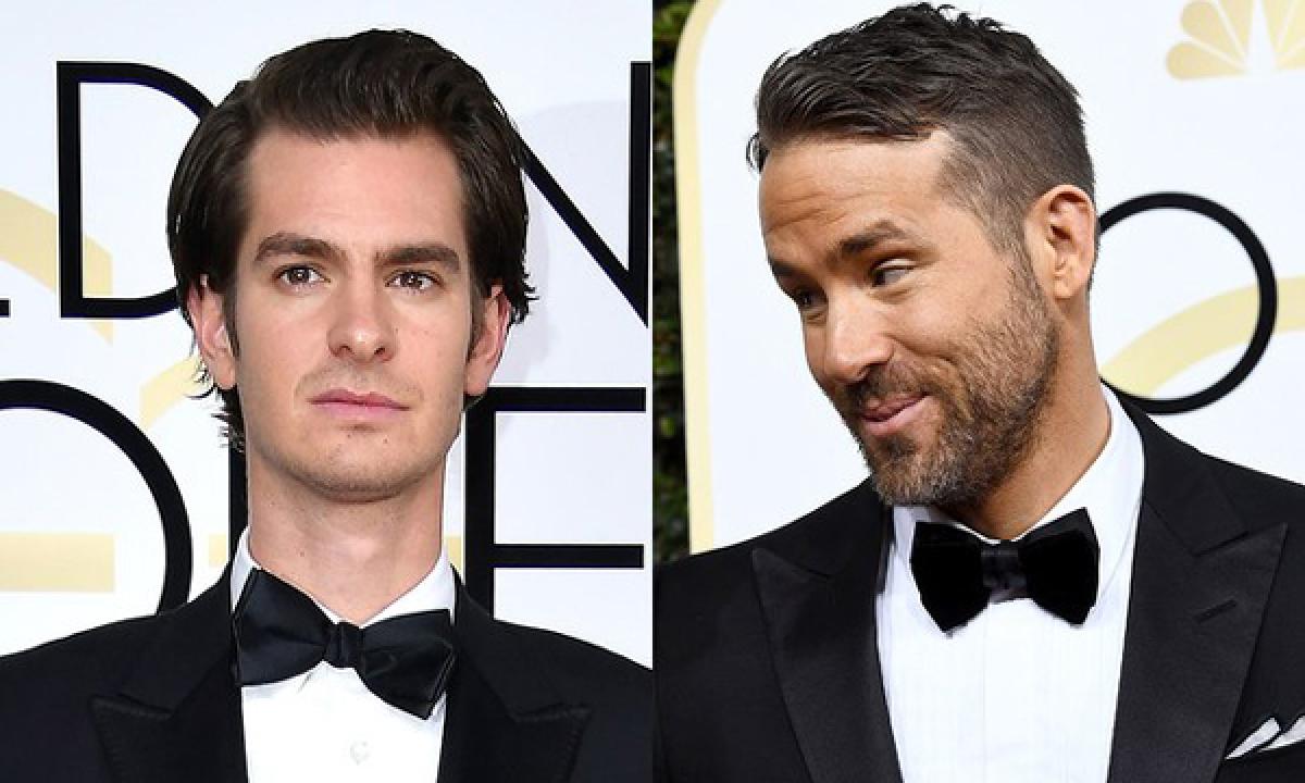 Andrew Garfield and Ryan Reynolds kiss at Golden Globes 2017