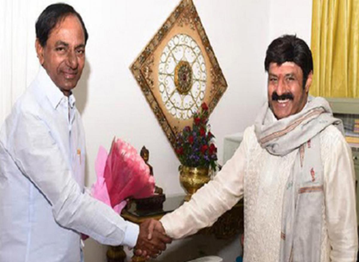 What did Balayya discuss with KCR at Telangana CM camp office?