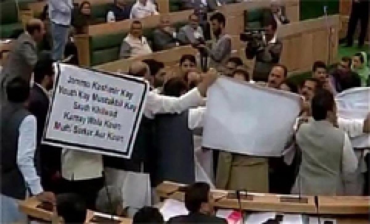 Protests in J&K Assembly for second day