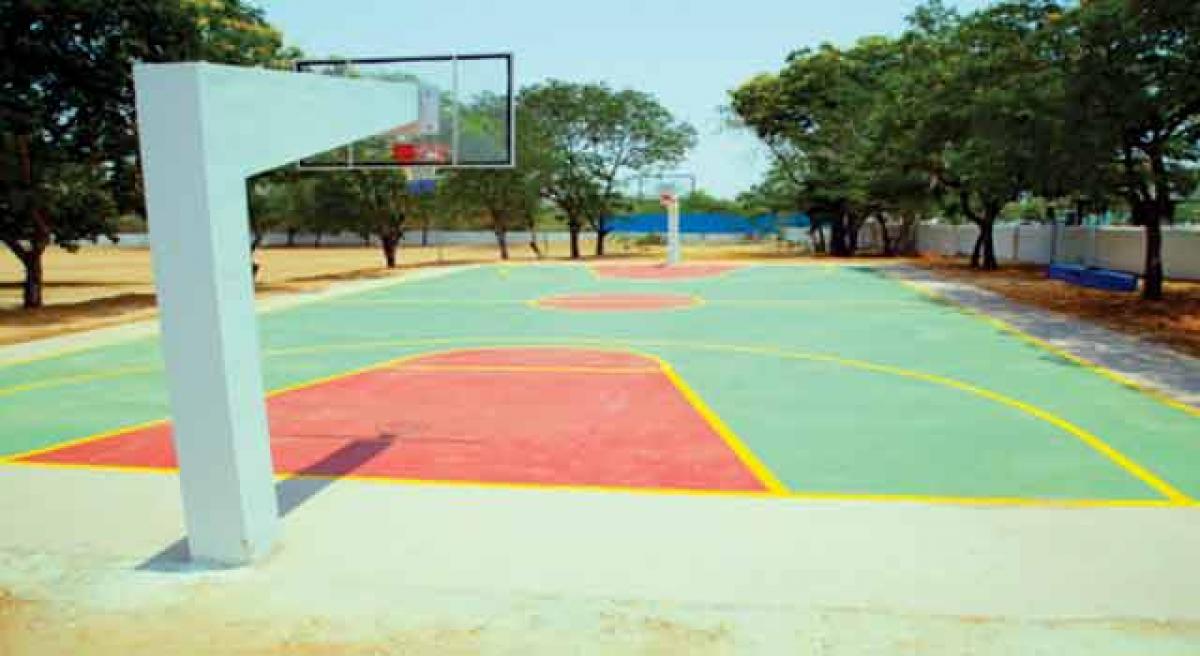 Basketball court comes up at Satya Sai Vidya Vihar High School