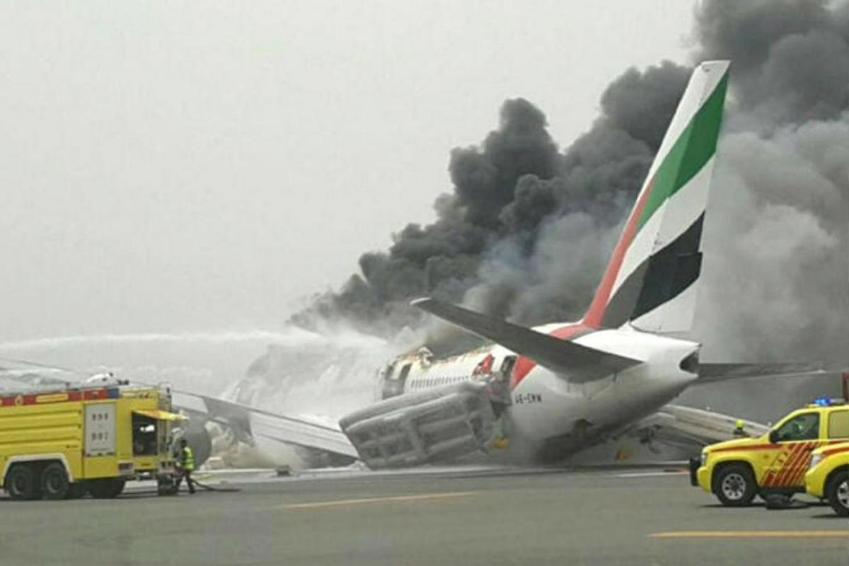 Firefighter dies dousing blaze caused by Emirates crash landed flight in Dubai