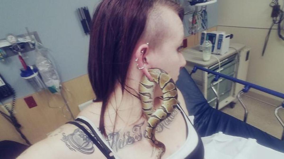 US Teens Pet Snake Gets Stuck In Her Earlobe