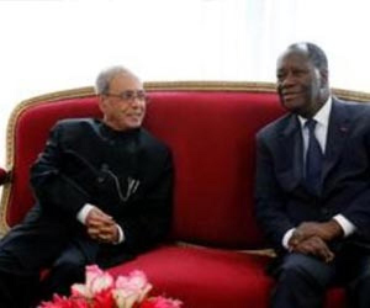 Cote dIvoire award conferred on Pranab Mukherjee in Adidjan