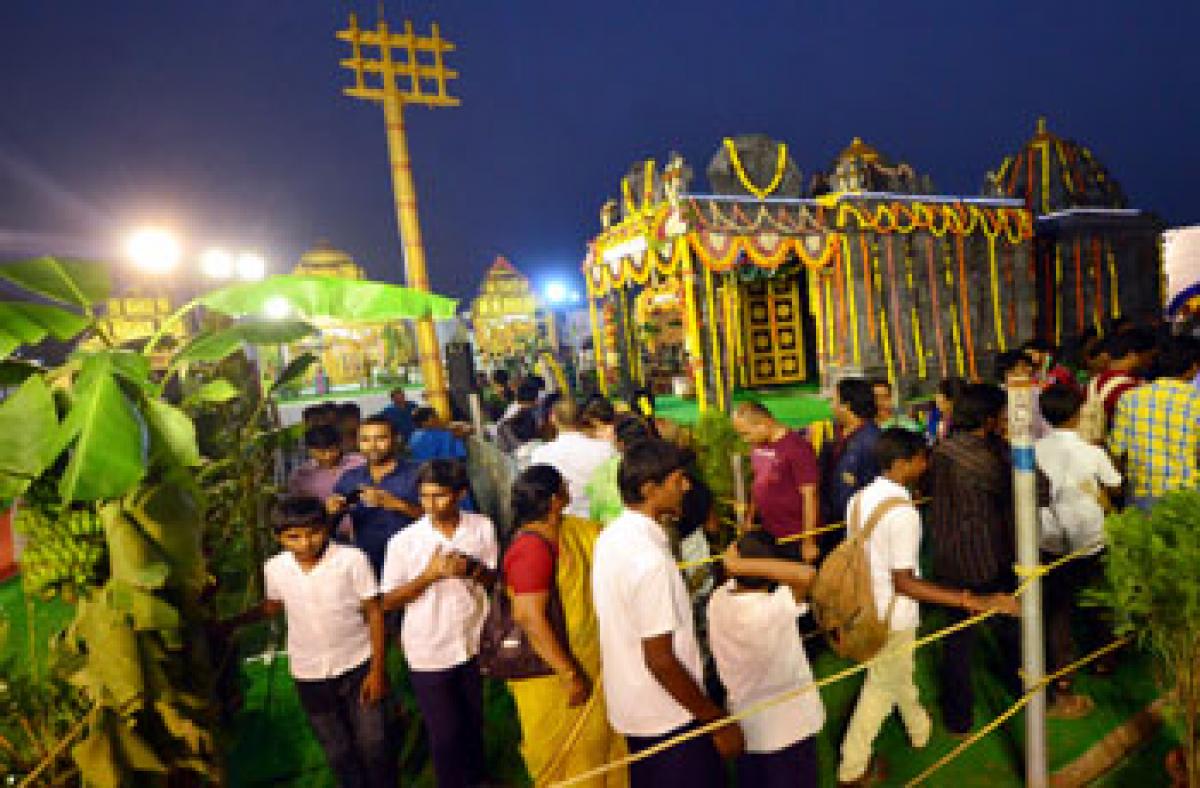 CM visits temple replicas on Rama Krishna Beach