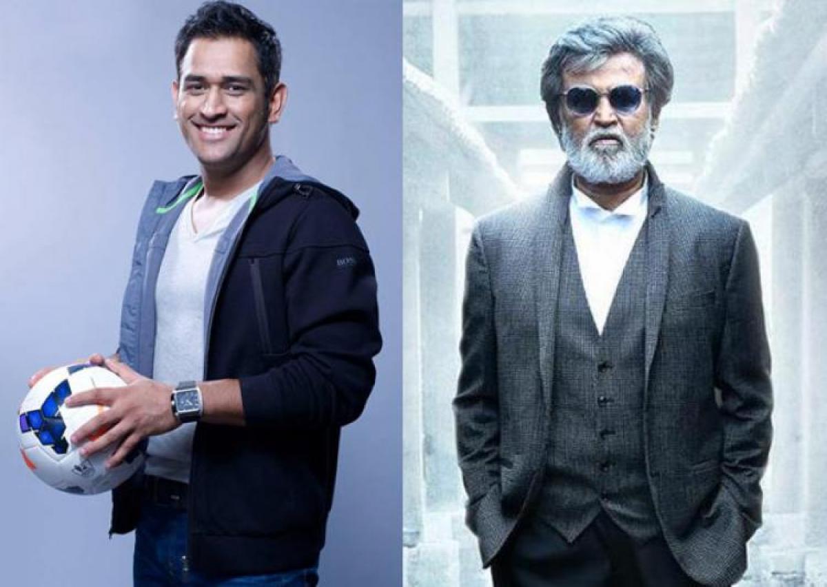 Dhoni tries the Thalaivar pose