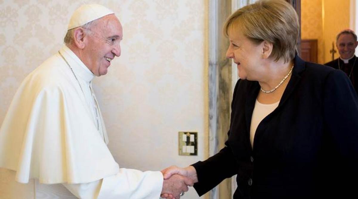 Pope, Merkel meet to talk multilateral relations, climate change