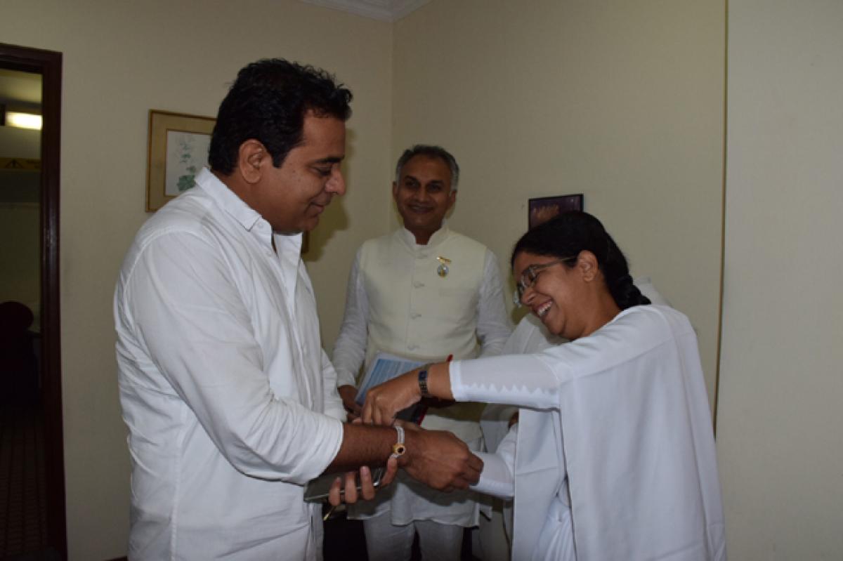 Photos: KTR finds a rakhi sister in Brahmakumaris