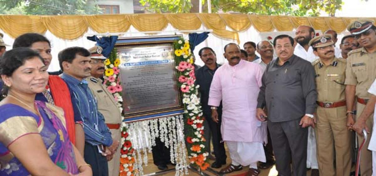 HM lays stone for Saidabad & SR Nagar police station buildings