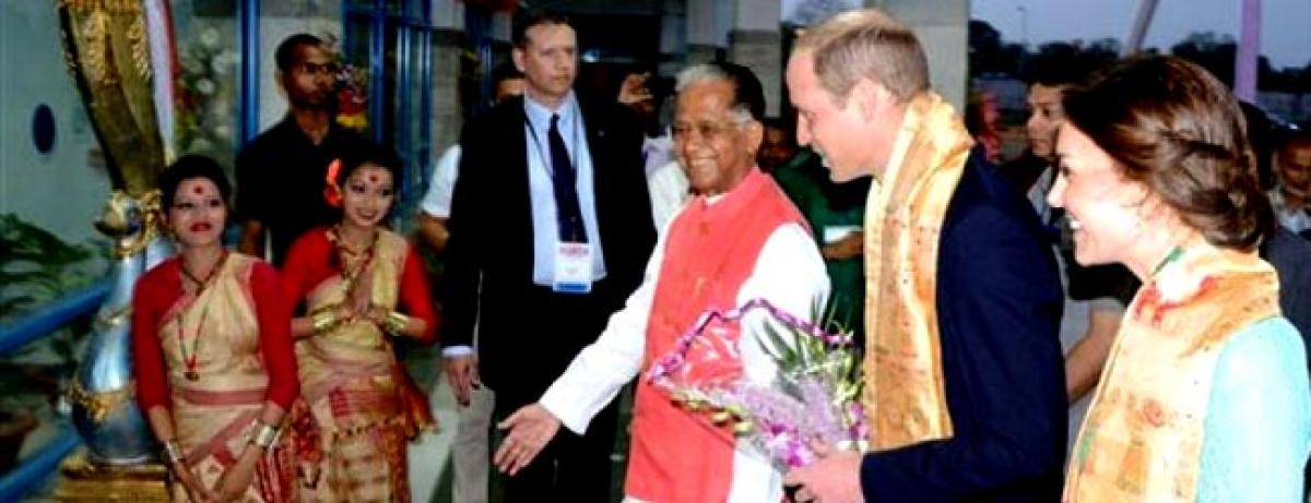 Traditional welcome for Duke and Duchess of Cambridge in Assam