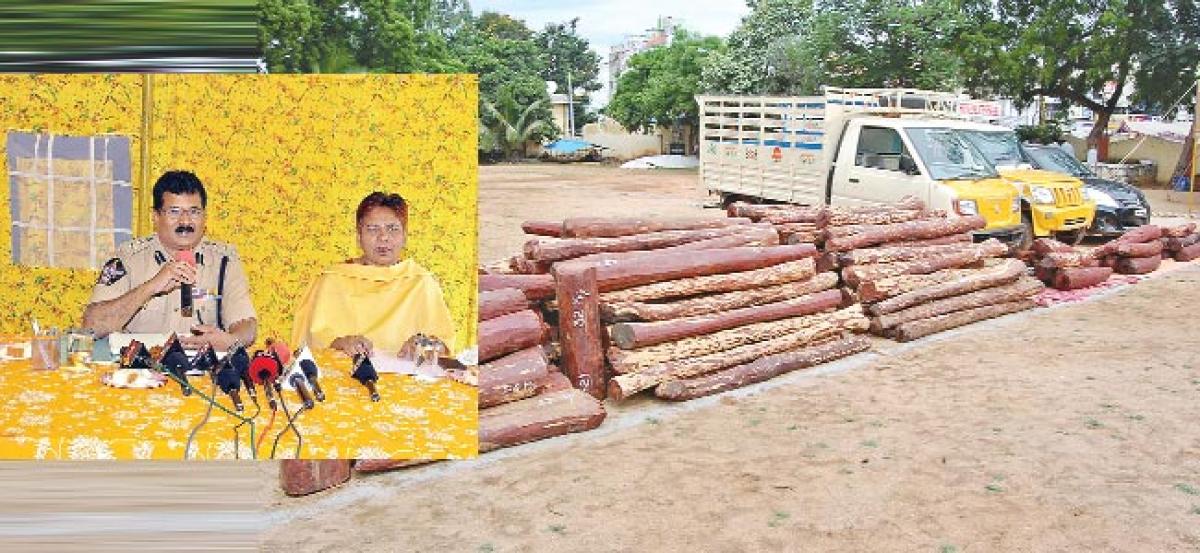 Five Inter-State red sanders smugglers held, 27 logs seized