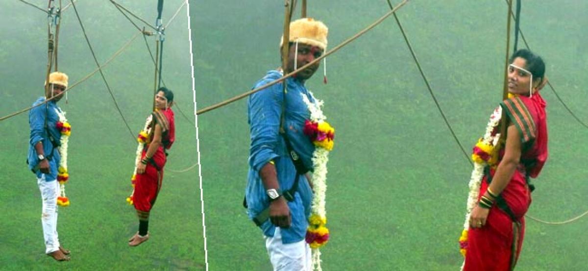 A new high: Mountaineer marries mid air in Western ghats