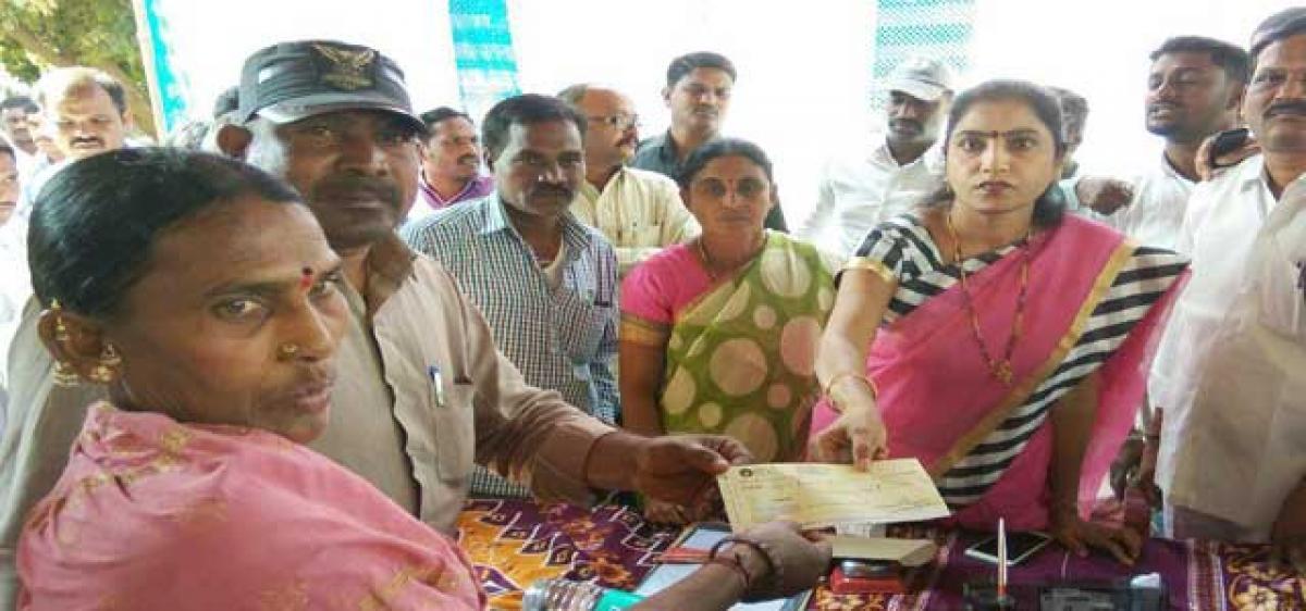 Cheques for Kalayana Lakshmi, Shadi Mubarak distributed