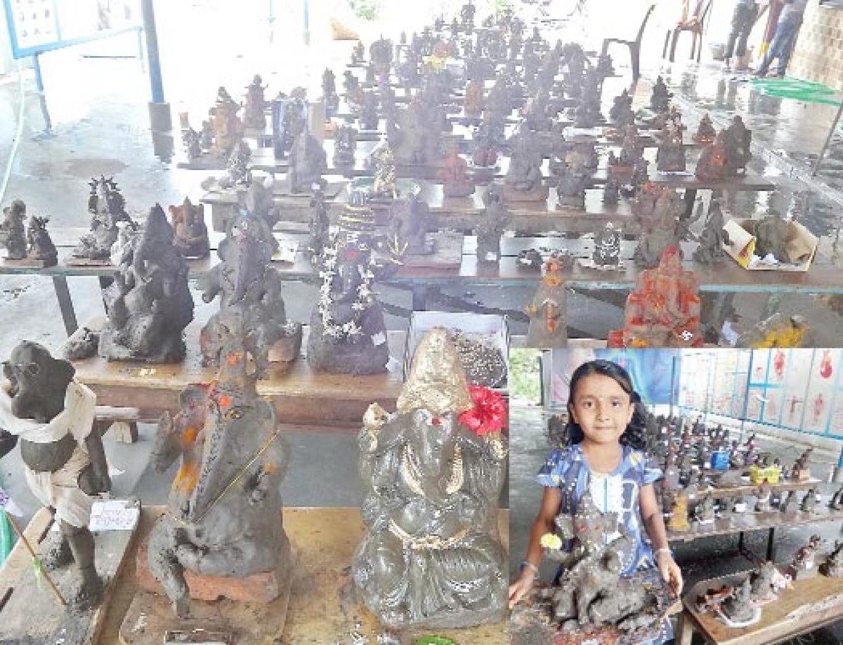 Educational  institutions encourage usage of clay Ganeshas