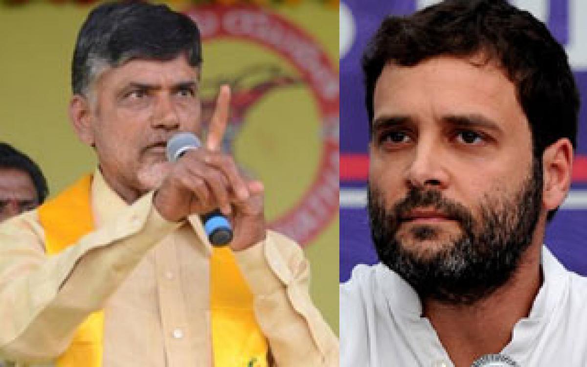 Chandrababu questions Rahul Gandhi on AP Cong leaders refusal to Amaravati fete