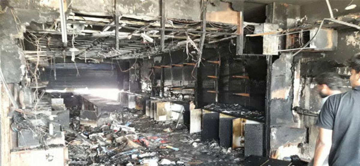 Computer showroom gutted in a fire mishap in Vizianagaram