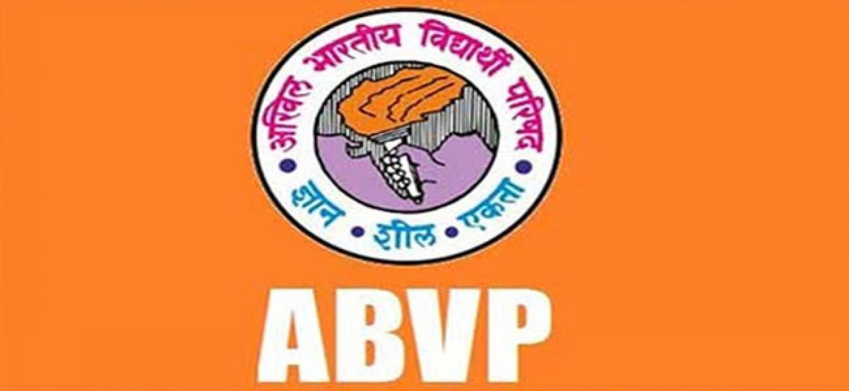 ABVP activists stage dharna