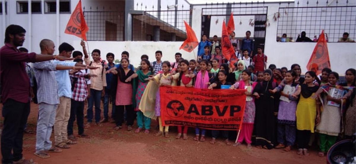 Vikarabad ABVP activists celebrates end of TRS rule