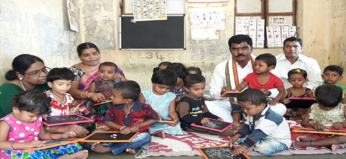 Aksharabhyasam held at Gaulipura Anganwadi centre