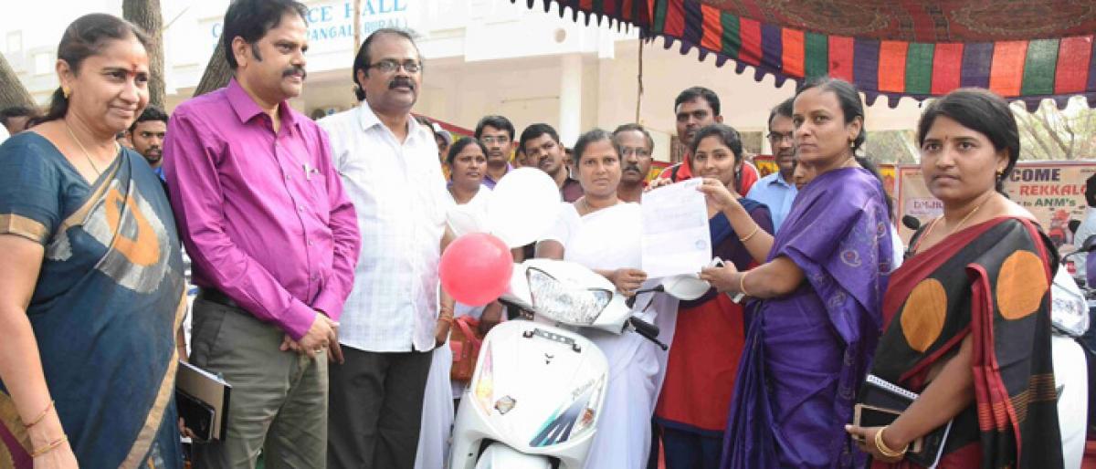 ANMs in Hanamkonda get two-wheelers under Rekkalu scheme