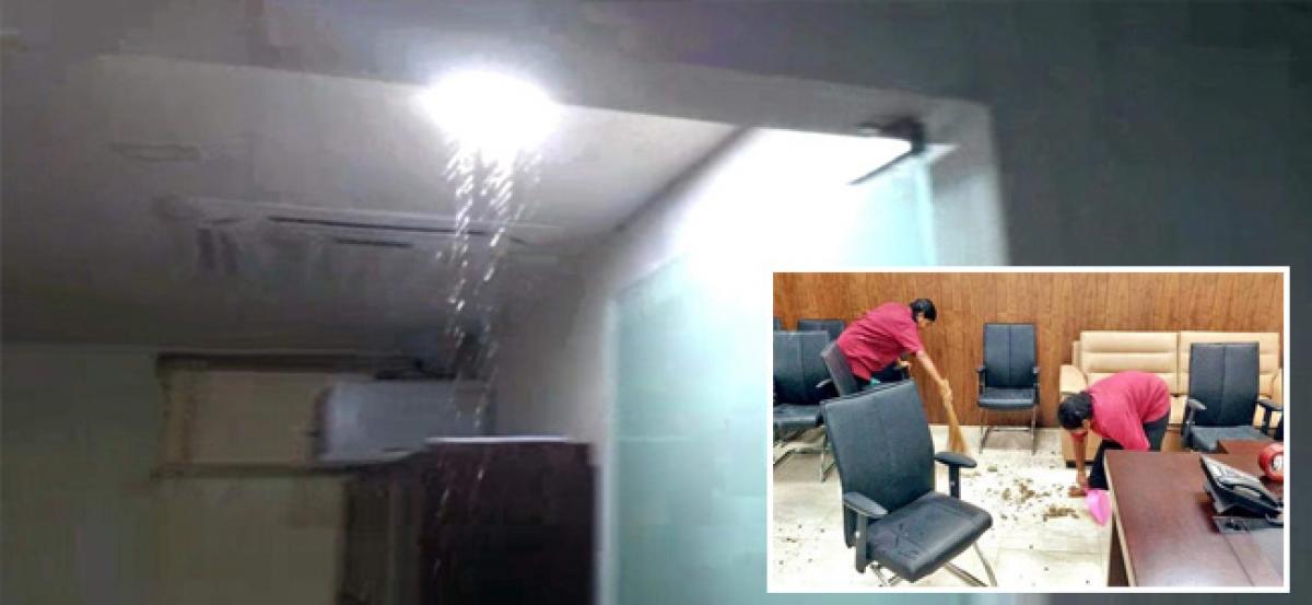 Water leaks in ministers chambers in AP secretariat