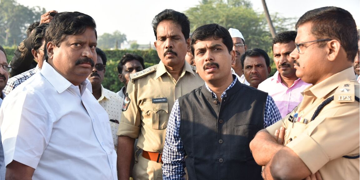 Collector Kona Sasidhar inspects CM meeting venue in Achampet