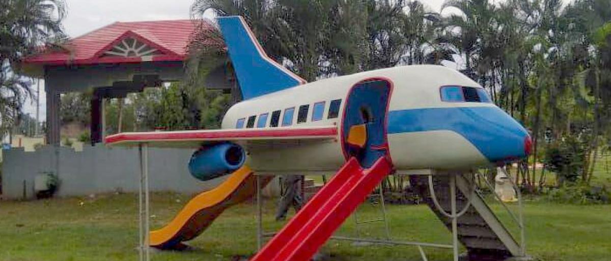 The new aeroplane model installed at Rajiv Gandhi Park in Vijayawada