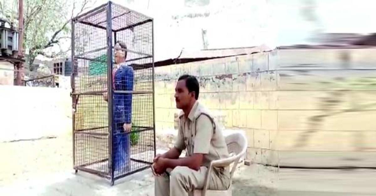 Ambedkar statue caged in Uttar Pradesh