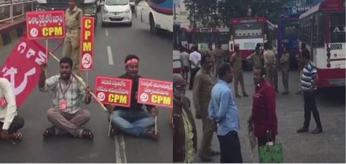 Left stages protest against NDA government in Vijayawada