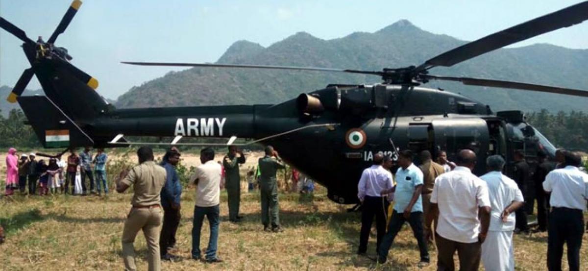 Army helicopter makes unscheduled emergency landing in Tamil Nadus Vellore