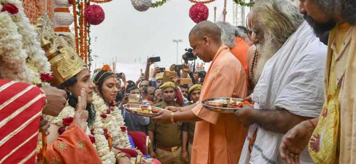 UP CM visits Ayodhya on Diwali, inspects site for planned Lord Ram statue