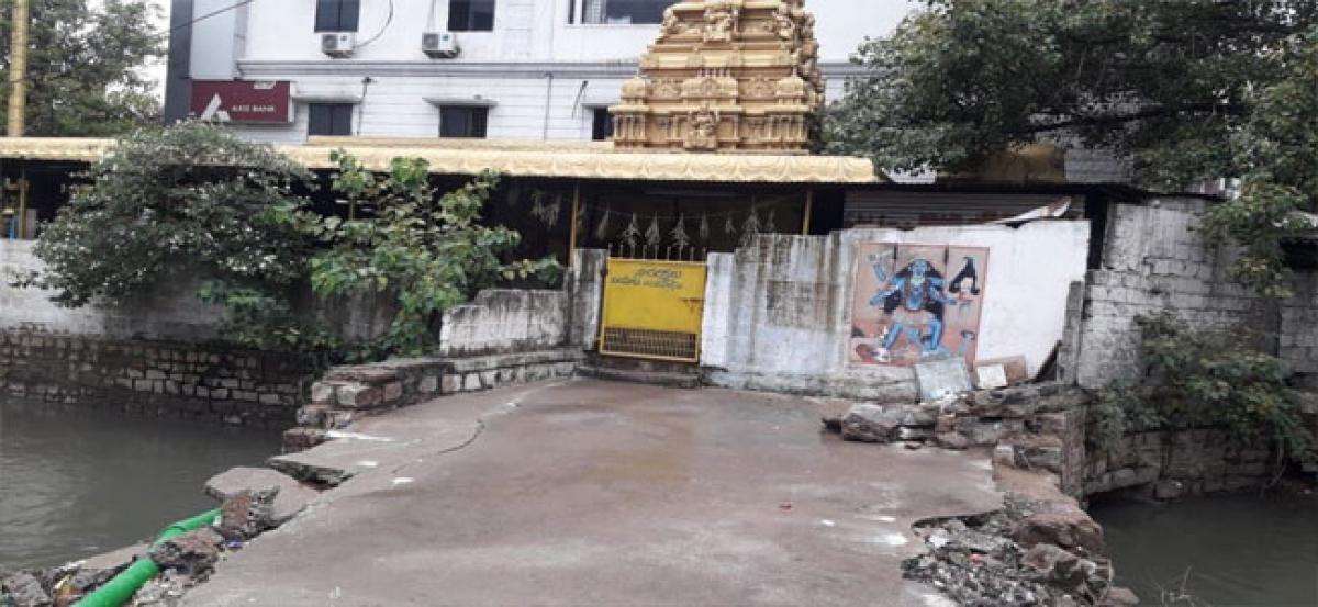 Bridge works damage pathway to Poleramma temple
