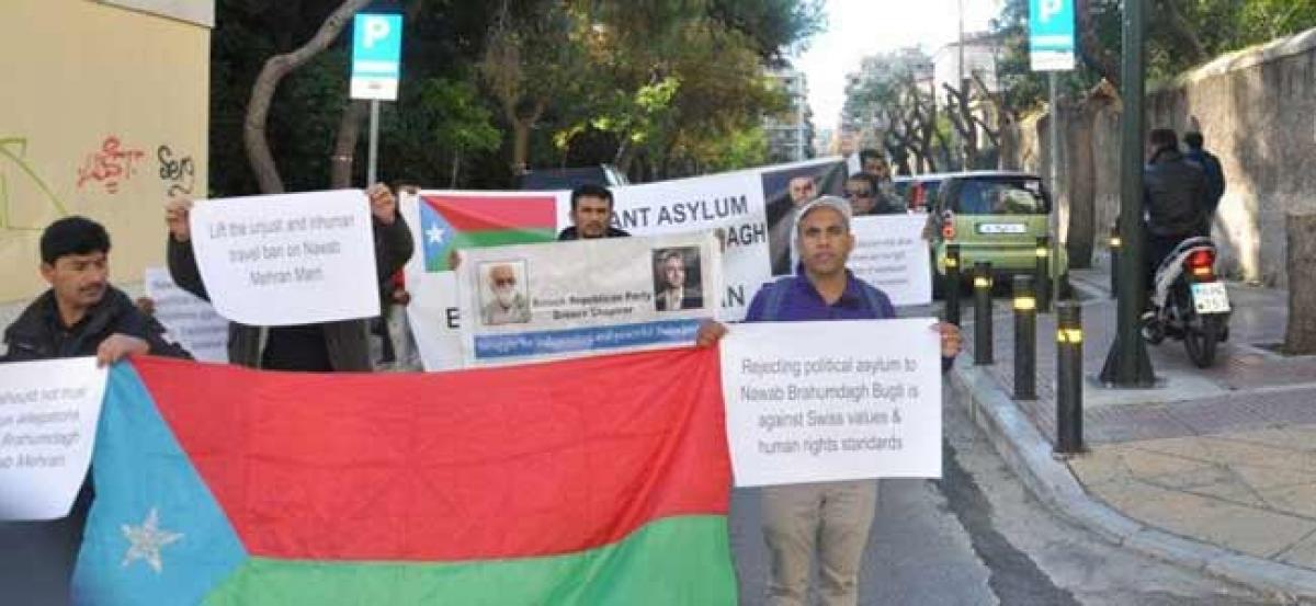 Baloch Republican Party stages protest in Athens outside Swiss Embassy