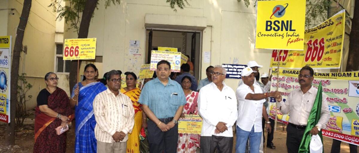 BSNL staff takes out awareness rally in Vijayawada