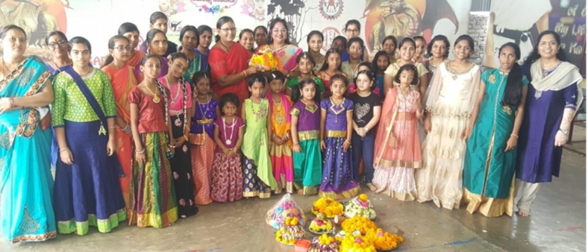 Students celebrate Bathukamma